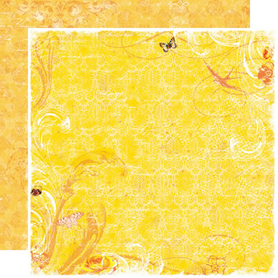 TPC Studio - Boho Blooms - Lemon Love 12x12 d/sided paper with spot varnish  (pack of 5)