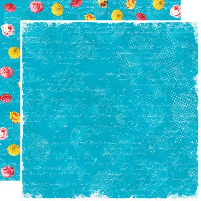 TPC Studio - Boho Blooms - Blue Script 12x12 d/sided paper  (pack of 10)