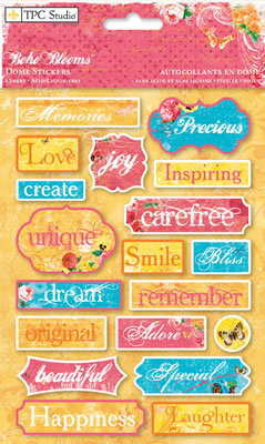 TPC Studio - Boho Blooms  Dome Stickers     (sold in 3's)