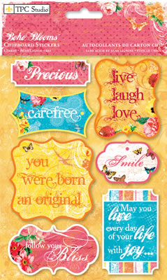 TPC Studio - Boho Blooms  Chipboard Tags with foil  (sold in 3's)