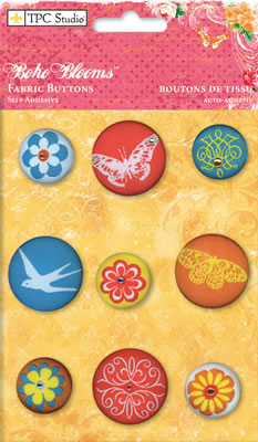 TPC Studio - Boho Blooms  Fabric Buttons     (sold in 3's)