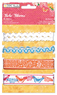 TPC Studio - Boho Blooms  Ribbon Cards     (sold in 3's)