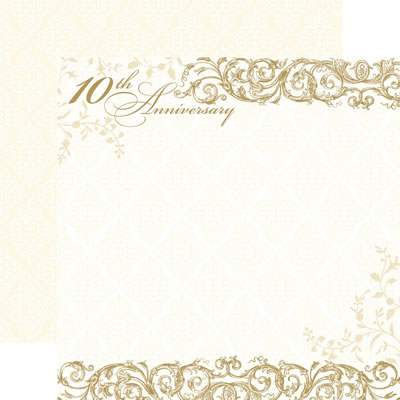 TPC Studios - Wedding Silhouette - 10th Anniversary 12x12 d/sided pearlescent paper with foil  (pack of 5)