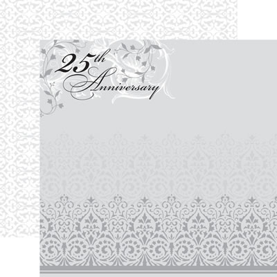 TPC Studios - Wedding Silhouette - 25th Anniversary 12x12 d/sided pearlescent paper with foil  (pack of 5)