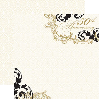 TPC Studios - Wedding Silhouette - 50th Anniversary 12x12 d/sided pearlescent paper with foil  (pack of 5)