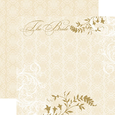 TPC Studios - Wedding Silhouette - The Bride 12x12 d/sided pearlescent paper with foil  (pack of 5)