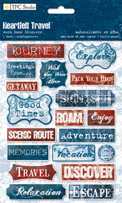 TPC Studio - Heartfelt Travel - Words Dome Stickers  (sold in 3's)