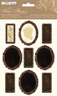 TPC Studios - Wedding Silhouette  Framed Dome Stickers   (sold in 3's)