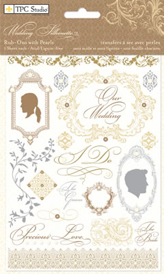 TPC Studios - Wedding Silhouette  Rub-ons with Pearls   (sold in 3's)