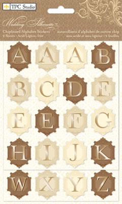 TPC Studios - Wedding Silhouette - Chipboard Alphabet  (sold in 3's)
