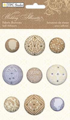 TPC Studios - Wedding Silhouette  Fabric Buttons  (sold in 3's)