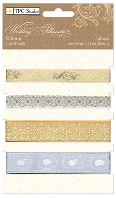 TPC Studios - Wedding Silhouette  Ribbon Cards  (sold in 3's)