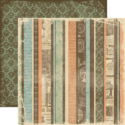 TPC Studios - Grandma's Attic - Vintage Stripe 12x12 d/sided paper  (pack of 10)
