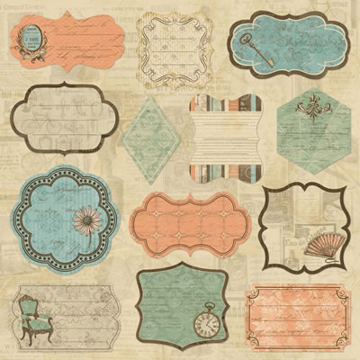 TPC Studios - Grandma's Attic - Journaling Patches 12x12 adhesive fabric sheet  (pack of 3)