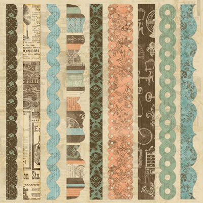 TPC Studios - Grandma's Attic - Border Strips 12x12 adhesive fabric sheet  (pack of 3)