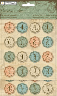 TPC Studios - Grandma's Attic - Chipboard Alphabet  (sold in 3's)