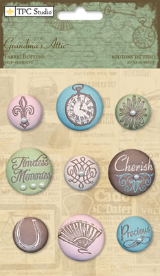 TPC Studios - Grandma's Attic - Fabric Buttons  (sold in 3's)