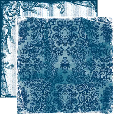 TPC Studio - Heartfelt Travel - Blue Floral 12x12 d/sided paper  (pack of 10)