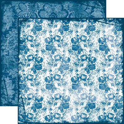 TPC Studio - Heartfelt Travel - Blue Floral 12x12 d/sided paper  (pack of 10)