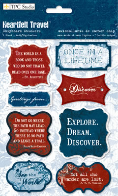 TPC Studio - Heartfelt Travel  Chipboard Stickers  (sold in 3's)
