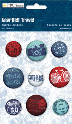 TPC Studio - Heartfelt Travel  Fabric Buttons  (sold in 3's)