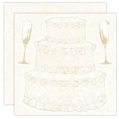TPC Studio - Mr & Mrs  Three Tiered Cake 12x12 double-sided diecut pearlescent paper w/- spot varnish  (pack of 5)