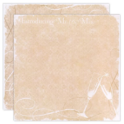 TPC Studio - Mr & Mrs  Champagne Toast 12x12 double-sided pearlescent paper w/- spot varnish     (pack of 5)