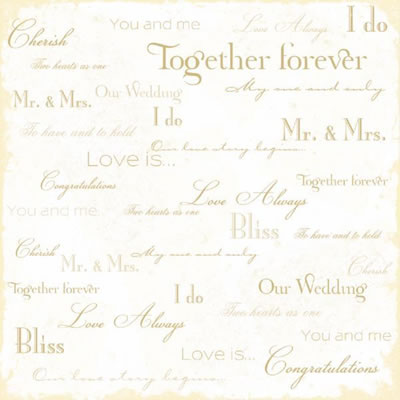 TPC Studio - Mr & Mrs  Words 12x12 double-sided pearlescent paper w/- foil   (pack of 5)