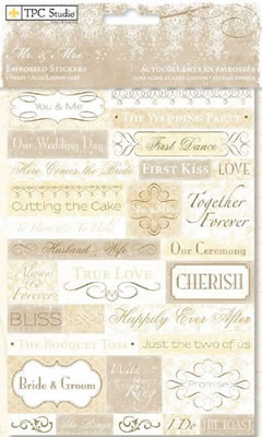 TPC Studio - Mr & Mrs  Embossed Stickers   (sold in 3's)