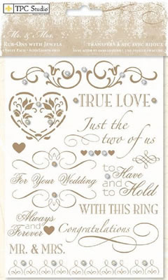 TPC Studio - Mr & Mrs  Rub-ons with Jewels    (sold in 3's)