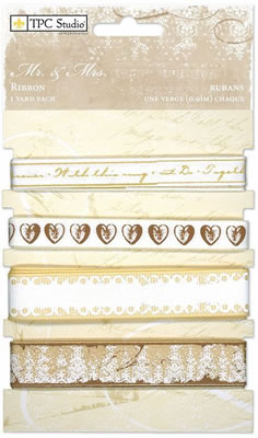 TPC Studio - Mr & Mrs  Ribbon Card   (sold in 3's)