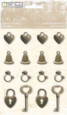 TPC Studio - Mr & Mrs  Metal Accent Charms    (sold in 3's)