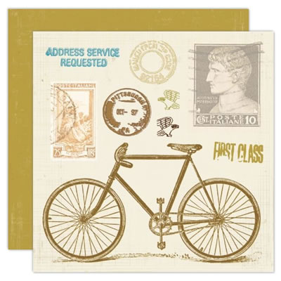TPC Studio - Time to Travel - Bicycles 12x12 d/sided die cut paper  (pack of 5)