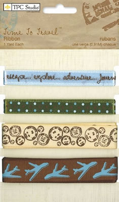 TPC Studio - Time to Travel  Ribbon Card   (sold in 3's)