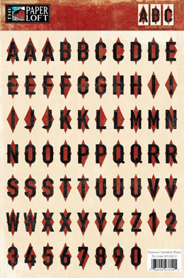 The Paper Loft - Black Diamond Alphabet Cardstock Stickers  (pack of 5)