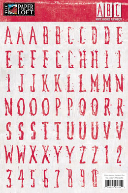 The Paper Loft - White Washed Red Alphabet Cardstock Stickers  (pack of 5)