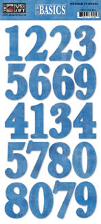 Paper Loft - Wild Blue Number Sticker  (sold in 3's)