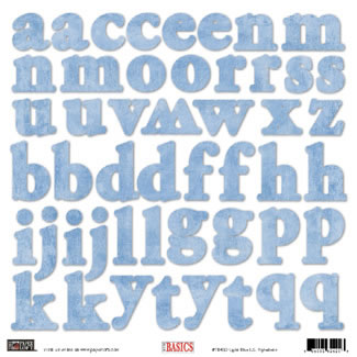 Paper Loft - Light Blue L/C Alpha Sticker  (sold in 3's)