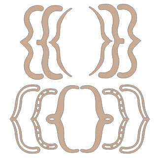 Twiddleybitz - Basic Brackets 12/pk  6 designs- 2 of each design- total  12 pieces.  bracket is 11cm long.  (sold in 3's)