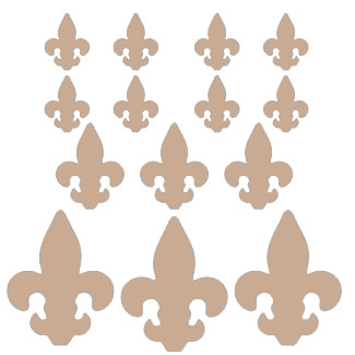Twiddleybitz - Fluer De Lys Regal Multi Pack 14pc  Size range from 2.5cm x2 cm and  x 4.    (sold in 3's)