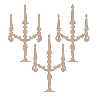 Twiddleybitz - Candelabra 3/pk  small in size and delicate  perfect for cardmaking or scrapbooking   9x5 cm. (sold  3's)