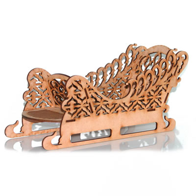Twiddleybitz - MDF Santa Sleigh  You can make this simple step  into a real talking piece. The pieces easily fit together and it looks great painted.   fill with chocolates  give to  special someone.  (sold in 3's)