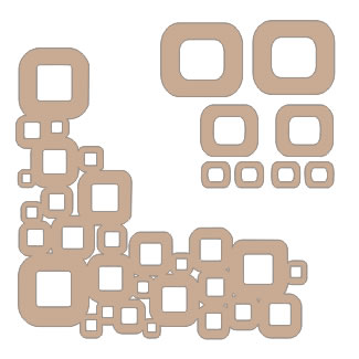 Twiddleybitz - Retro Corner Square  consists of  set and some accompanying pieces (lugged together) that you can cut easily with your craft knife  place anywhere on  project. Size  to  12cm each end.  (sold in 3's)