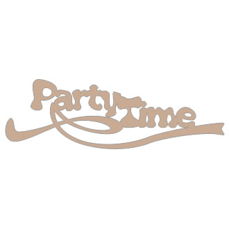 Twiddleybitz - Party Time Title  word is 18cm long- 5.5cm high- 1.8mm thick chipboard.  Time? with streamers (sold in 3's)