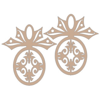 Twiddleybitz - Pack of 2 Ornate Christmas Balls with "O'" hanger  size 7.8cm x 6cm.   'O'  2/pk (sold in 3's)