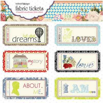 Websters Pages - All About Me - Fabric Tickets  (sold in 3's)