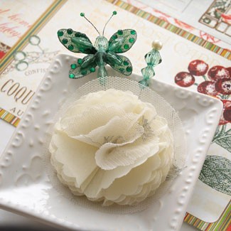 Websters Pages - Botanical Christmas - Butterfly Pin & Flower  (sold in 3's)