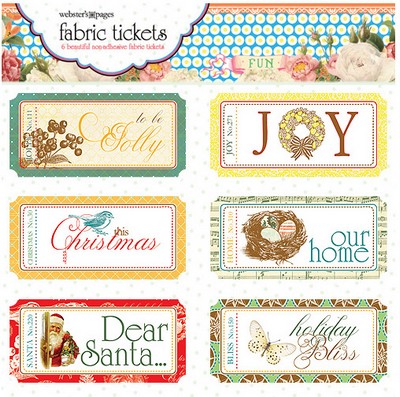 Websters Pages - Botanical Christmas - Fabric Tickets  (sold in 3's)
