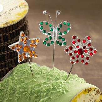 Websters Pages - Botanical Christmas - Push Pins - Sparkle  (sold in 3's)