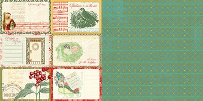 Websters Pages - Botanical Christmas - Postcards to Santa 12x12 d/sided paper  (pack of 10)